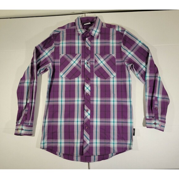 Vintage Y2K The Hundreds Purple Plaid Long Sleeve‎ Button Up Shirt Mens Large - Picture 1 of 9